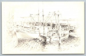 Cape Cod  Dock Boat Scene  Massachusetts   Postcard