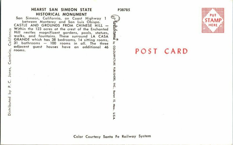 Hearst San Simeon State Historical Monument Vintage Postcard Standard View Card 