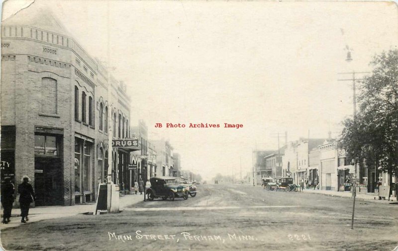 MN, Perham, Minnesota, RPPC,  Main Street, Business Section, Photo No 2221