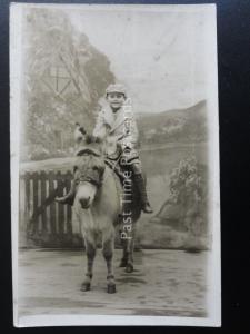 Portrait BOY ON A DONKEY Old RP by C Howell Official Photographer Blackpool P.B.