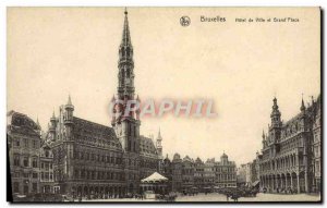 Old Postcard Brussels Hotel De Ville and Grand Place