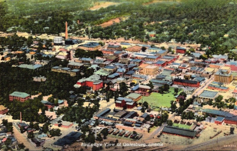 Illinois Galesburg Birds Eye View Curteich