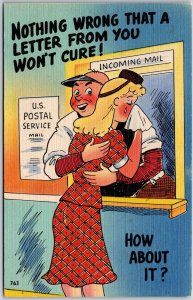 Woman Cries Comforted By Mailman Nothing Wrong That A Letter From You Postcard