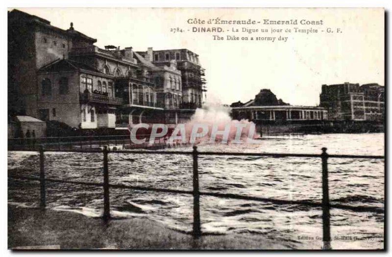 Old Postcard Dinard La Digue a Storm Day The Dike was Stormy day