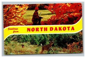 Vintage 1960's Postcard Greetings From North Dakota Deer Hunting in Fall