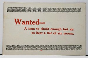 WANTED A MAN to Shoot enough Hot Air to heat 1913 Walker's Rochester Postcard H8