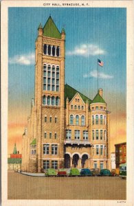 City Hall Syracuse New York NY Linen Postcard VTG UNP Vintage Unused  