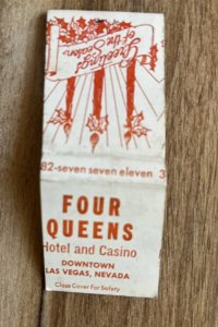 Vintage Matchbook Cover Four Queens Hotel & Casino Las Vegas, Nevada KB22