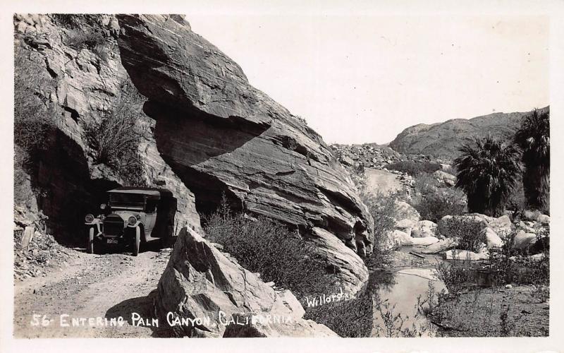 Entering Palm Canyon, California, Early Real Photo Postcard, Unused