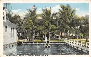 Swimming Pool Royal Palm Hotel Fort Myers Florida 1921 postcard