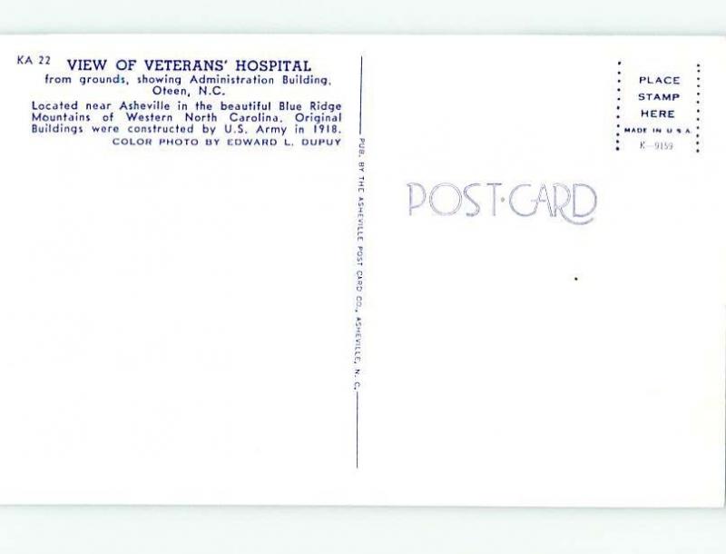 Unused Pre-1980 HOSPITAL SCENE Oteen In Asheville North Carolina NC W2604