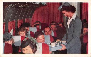 United Air Lines Stewardess Serving Food Antique Postcard J75728 