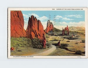 Postcard Garden Of The Gods From Hidden Inn, Colorado Springs, Colorado