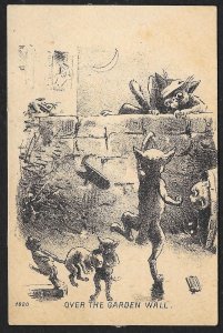 VICTORIAN TRADE CARD Martin Agricultural Implements Cats Fighting Over Garden