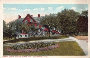 Grand Ave. Officers' Homes, Ft. Leaveworth, Kansas, Early Postcard, Used in 1917