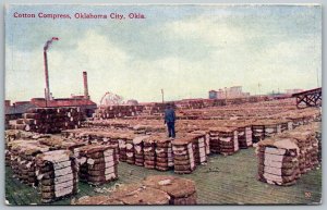 Oklahoma City Oklahoma c1910 Postcard Cotton Compress Factory Bales