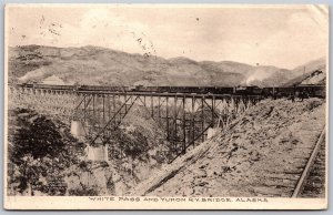 Postcard White Pass & Yukon Railway Bridge Alaska c1919 Skagway CDS Cancel