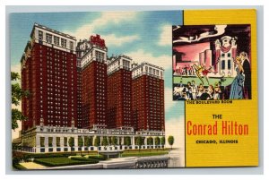 Vintage 1940's Advertising Postcard The Conrad Hilton Hotel Chicago Illinois