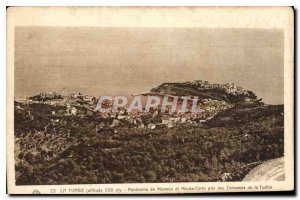 Old Postcard La Turbie altitude 500m Panorama of Monaco and Monte Carlo took ...