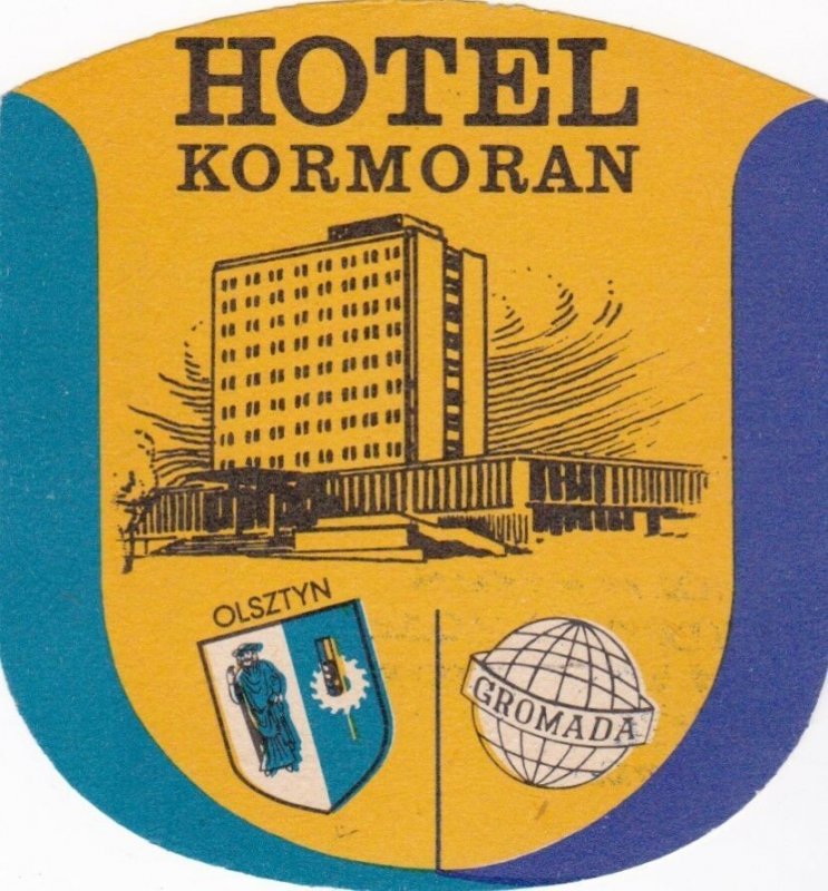 Poland Olsztyn Hotel Kormoran Vintage Luggage Label sk1553