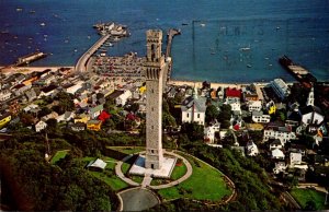 Massachusetts Cape Cod Aerial View Of Provincetown Showing The Pilgrim Tower ...