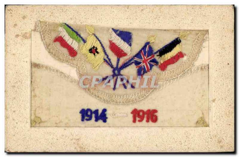 Old Postcard Fantasy Flowers Toil?e Flags Army 1914 1916
