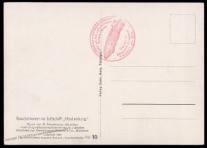 Zeppelin Hindenburg Interior View Smoking Room Postcard 80061