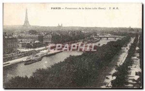 Old Postcard Paris Panorama Of The Seine Eiffel Tower