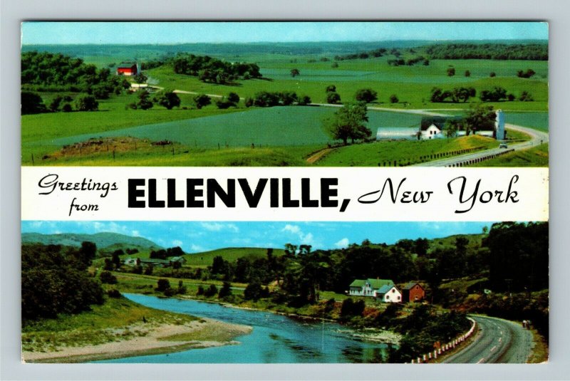 Ellenville NY- New York, General Greetings, Banner, Chrome Postcard