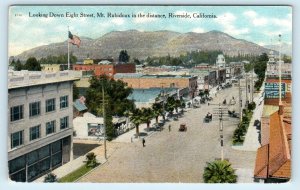 RIVERSIDE, CA California~  Eighth STREET SCENE & Mt Rubidoux c1910s Postcard