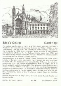 Cambridgeshire Postcard - King's College - Ref TZ10833