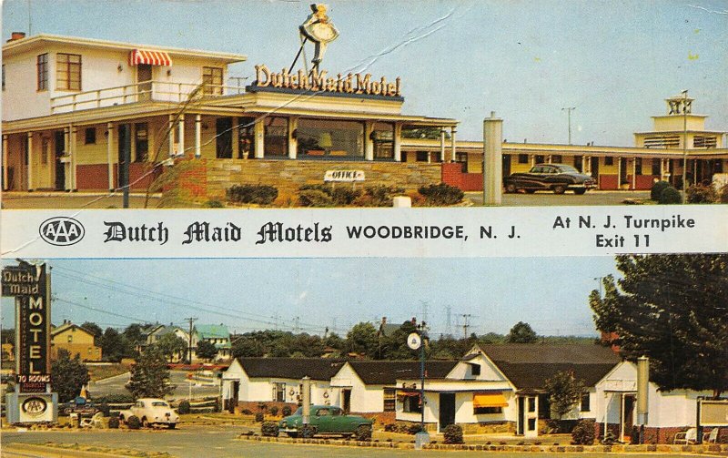 Woodbridge New Jersey 1950s Postcard Dutch Maid Motel