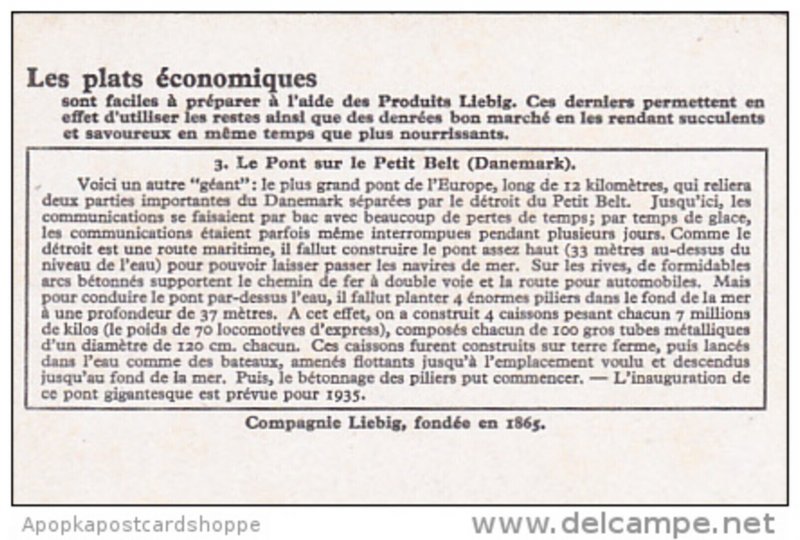 Liebig Trade Card s1319 Great Engineering Feats Of Europe No 3 Le Pont sur le...