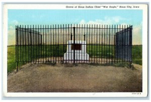 c1940s Grave Of Sioux Indian Chef War Eagle Sioux City Iowa IA Unposted Postcard