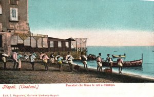 Vintage Postcard Pescatori Che Tirano Le Retri A Posillipo Napoli Naples Italy