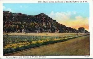 postcard Wyoming - Church Buttes Lincoln Highway US 30