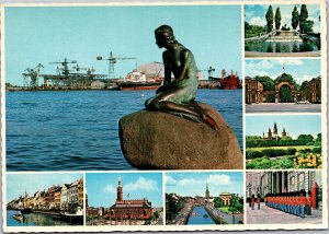Postcard Denmark Copenhagen multiview with Little Mermaid