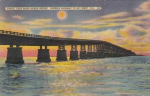 Florida Key West Sunset Over Bahia Honda Bridge