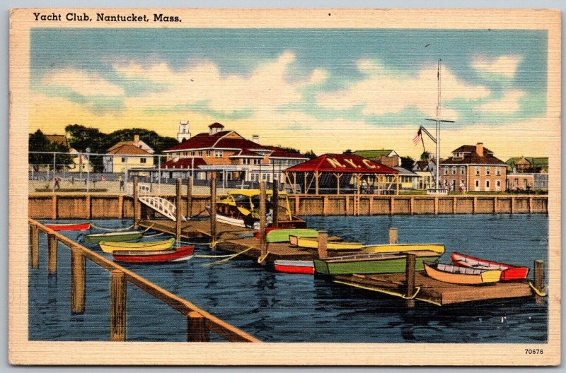Nantucket Massachusetts 1949 Postcard Boats Yacht Club