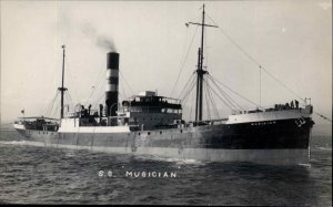 Liverpool England Blundellsands Steamship S.S. Musician Vintage RPPC PC