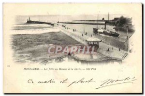 Old Postcard Honfleur discarded after the time of Maree Boat