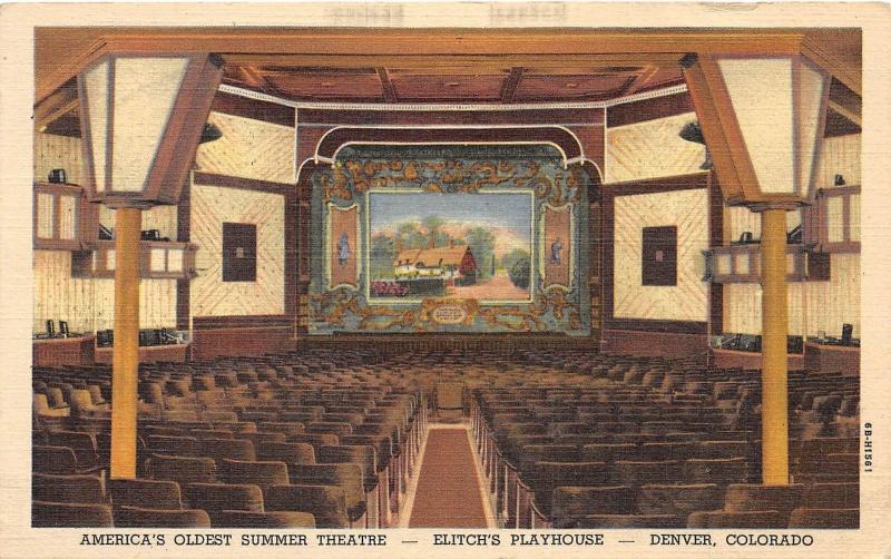 E32/ Denver Colorado Postcard Linen 1962 Interior Elitch's Playhouse Theatre