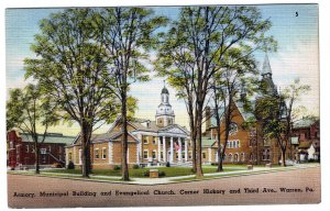 P1252 1952 postally use armory, evangelical church etc hickory 3rd ave warren pa