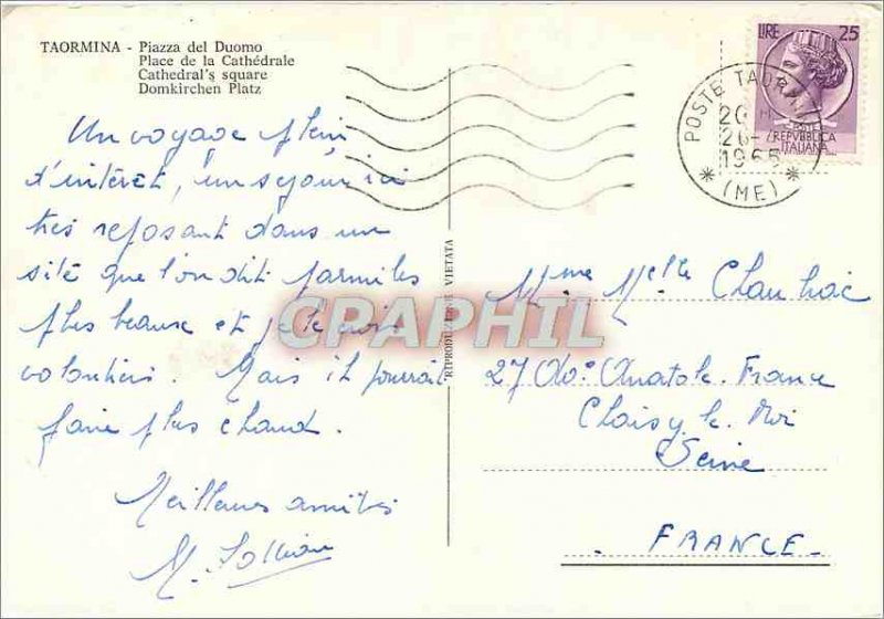 Postcard Modern Taormina Cathedral Square