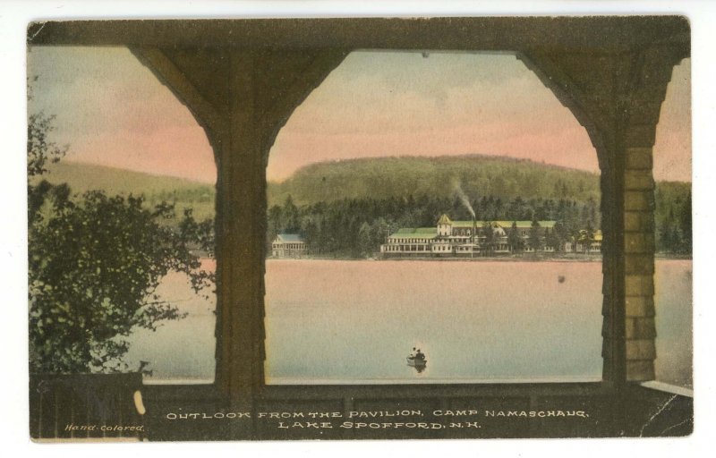 NH - Lake Spofford. Camp Namaschaug, View from Pavilion  (crease)