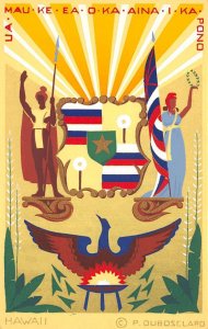 Hawaii Coat of Arms P. Dubozclard Hand Made Serigraph Postcard AA59135