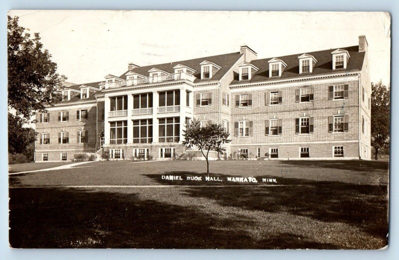 Mankato Minnesota MN Postcard RPPC Photo Daniel Buok Hall Building 1917 Antique