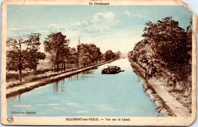 Postcard France Marne - Beaumont-ser-Vesle - View of canal