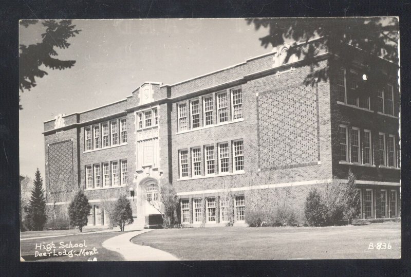 Rppc Deer Lodge Montana High School Building Vintage Real Photo
