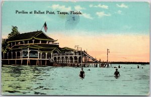 1910's Pavilion at Ballast Point Tampa Florida FL Swiming Area Posted Postcard